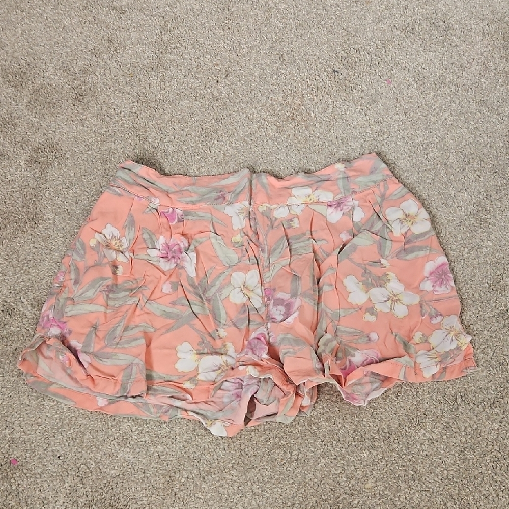 American Eagle Outfitters Peach Floral High Waist Shorts